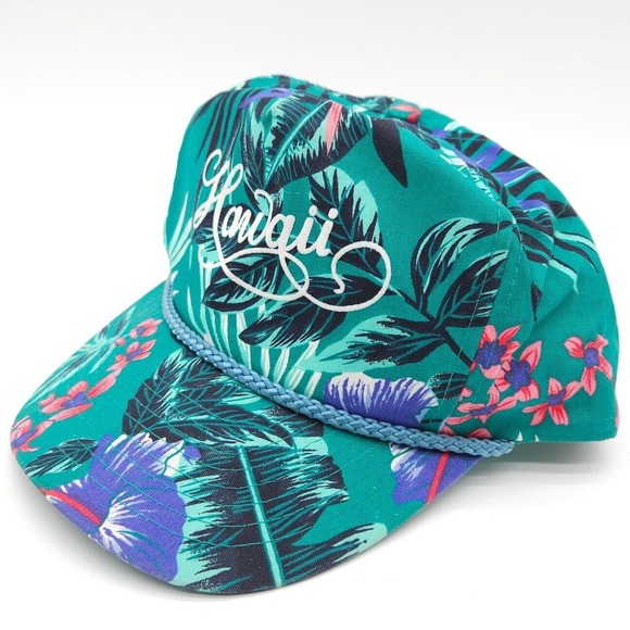 Nissin Other - Vintage Hawaii Rope Trucker Snapback Floral Tropical Destination Cap Blue